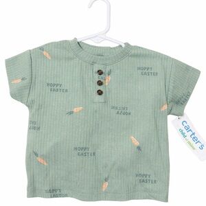 Carter's Sage Green 'Hoppy Easter' Ribbed Short Sleeve Tee with Carrot Print